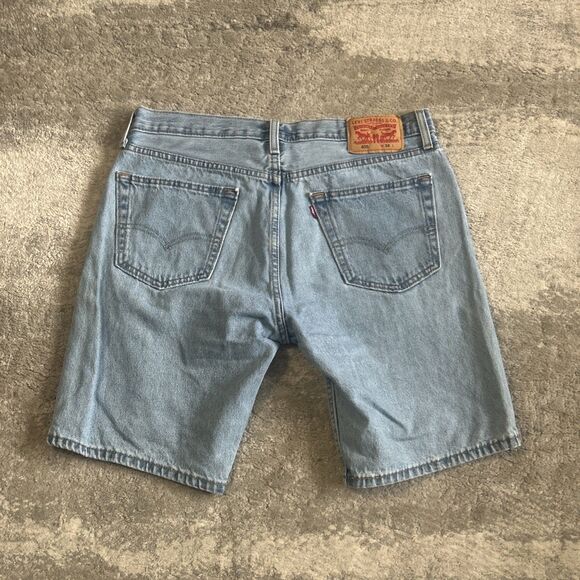 Levis 405 Shorts Mens 34 Blue Jorts Denim Medium Wash American Dad Y2K - Picture 5 of 6